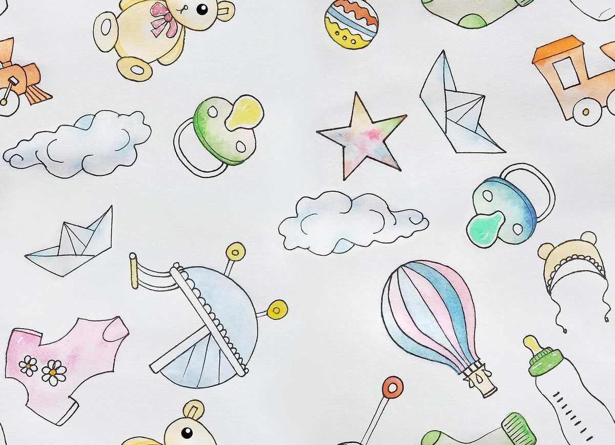 Dessin coloré d'objets variés pour enfants sur fond blanc